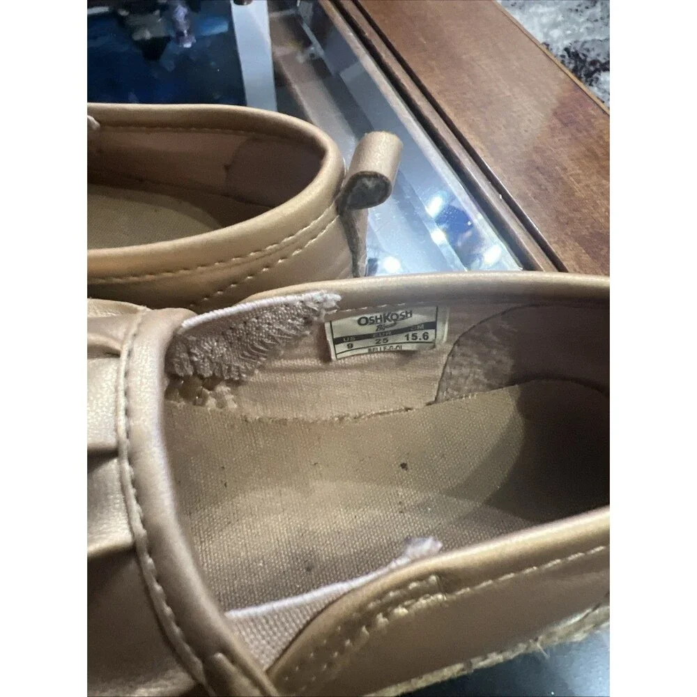 OshKosh B'Gosh Kids BELLE Girl's Size 9 Rose‎ Gold Espadrille Flat Loafer